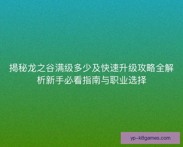 揭秘龙之谷满级多少及快速升级攻略全解析新手必看指南与职业选择